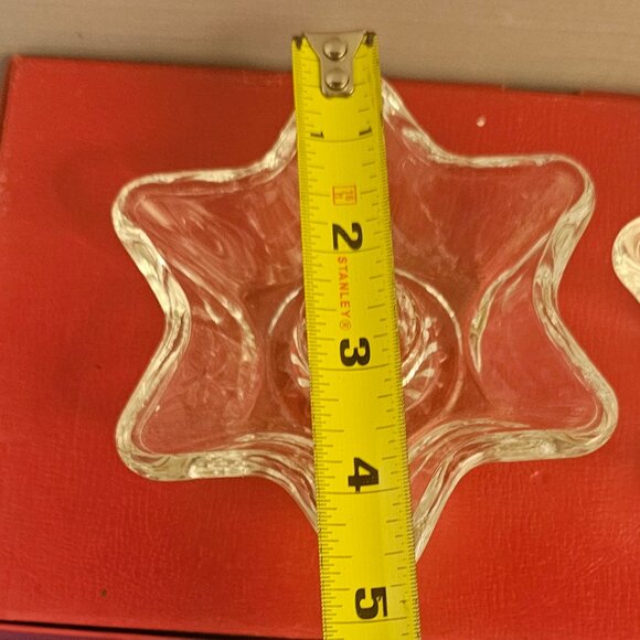 Glass Six Point Taper Candle Holder Star Shaped   Set of 2 - Picture 4 of 4